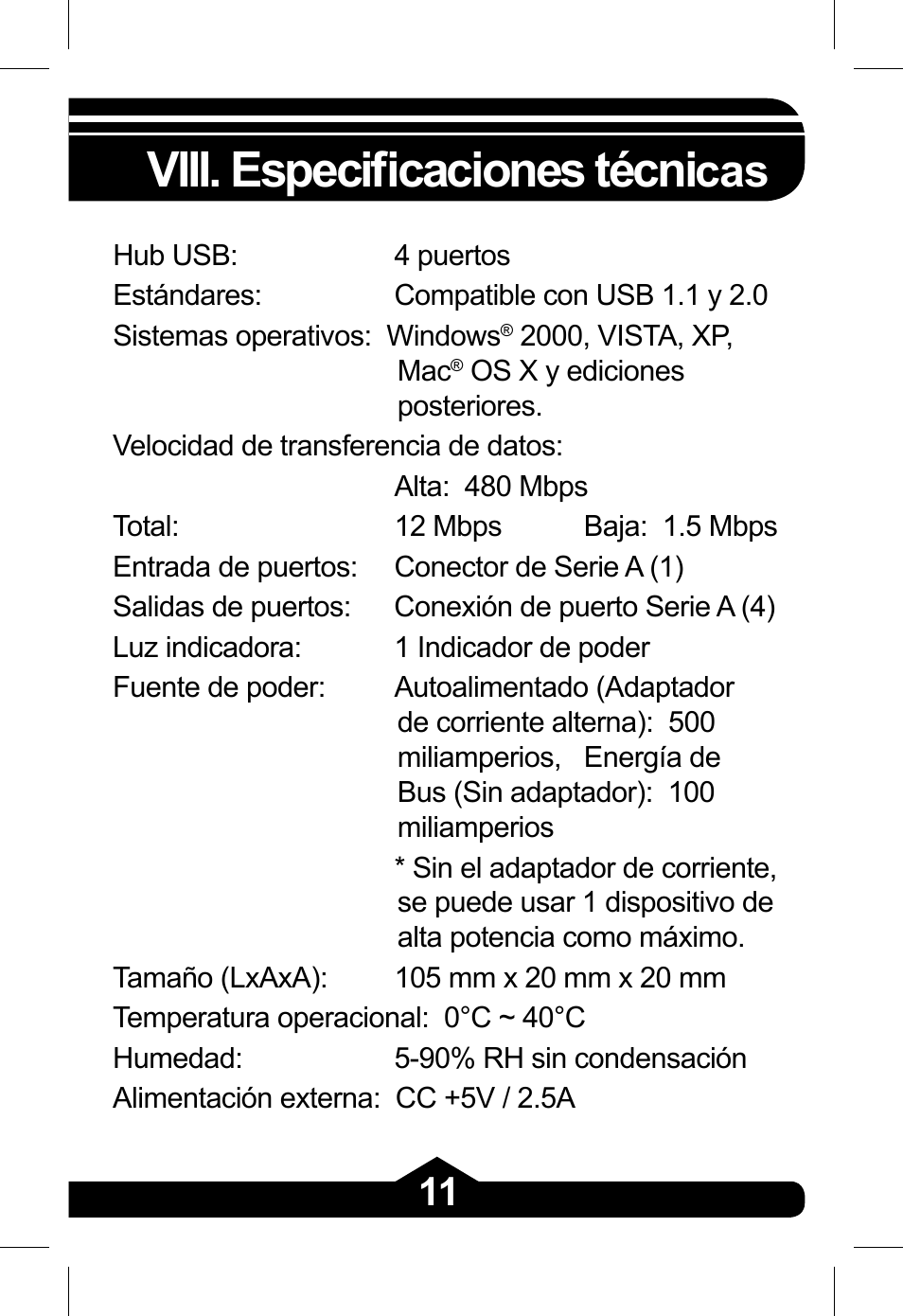 Viii. especifi caciones técni | GE 97845 - green User Manual | Page 24 / 26