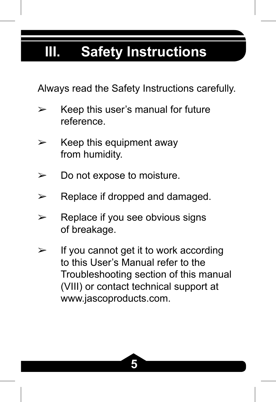 Iii. safety instructions | GE 97845 - green User Manual | Page 5 / 26