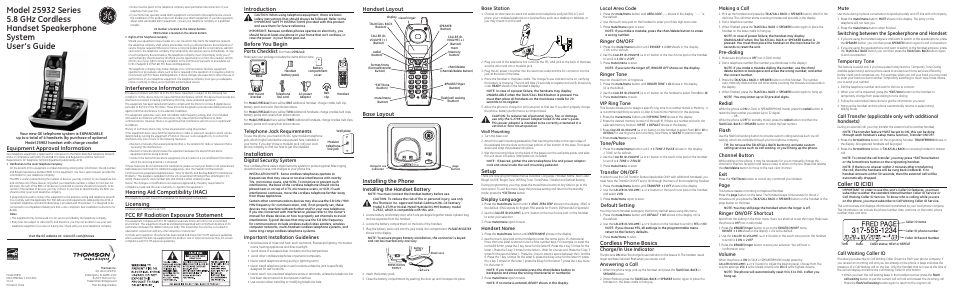 GE 00017258 User Manual | 2 pages