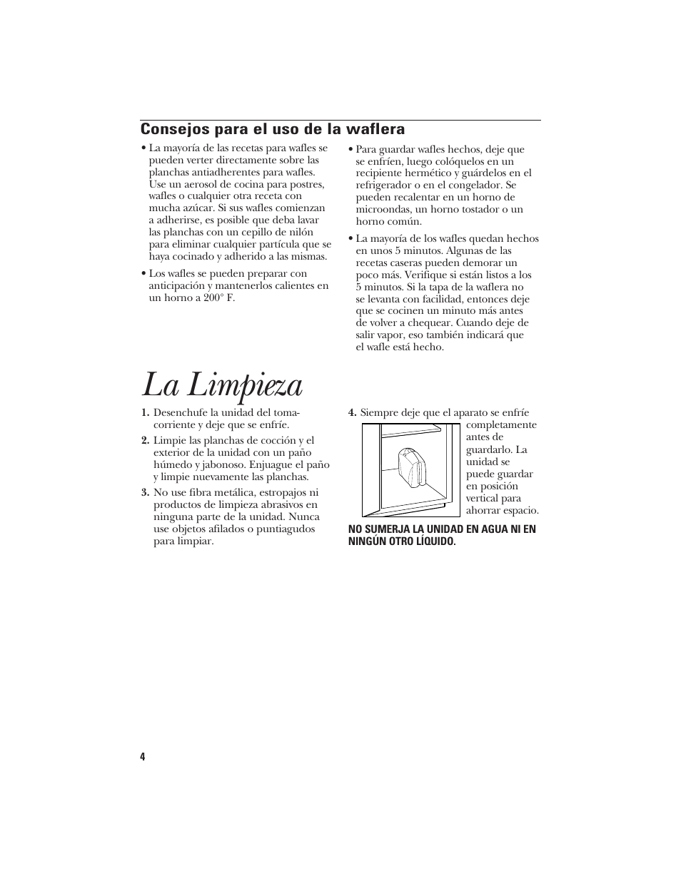 La limpieza, Consejos para el uso de la waflera | GE 840085600 User Manual | Page 12 / 16