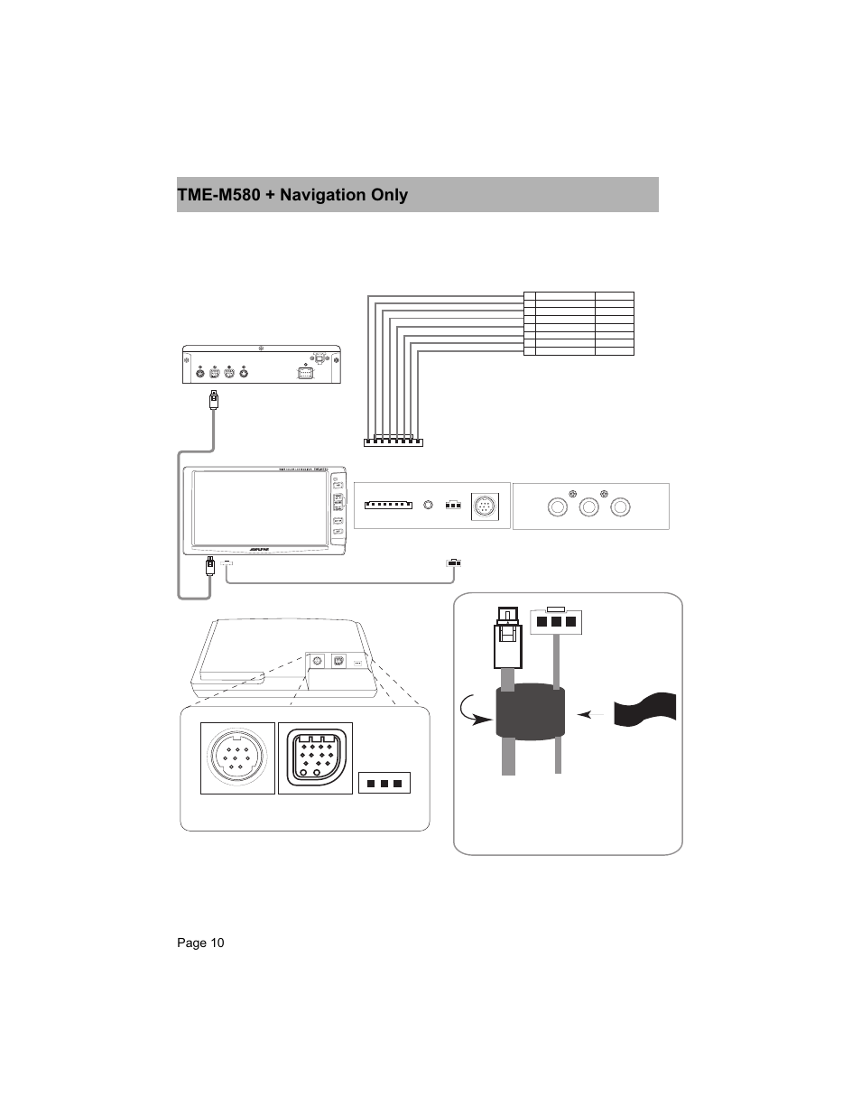 Tme-m580 + navigation only, Page 10, 8 pin to monitor 8 pin power harness | GE TME-M580 User Manual | Page 10 / 18