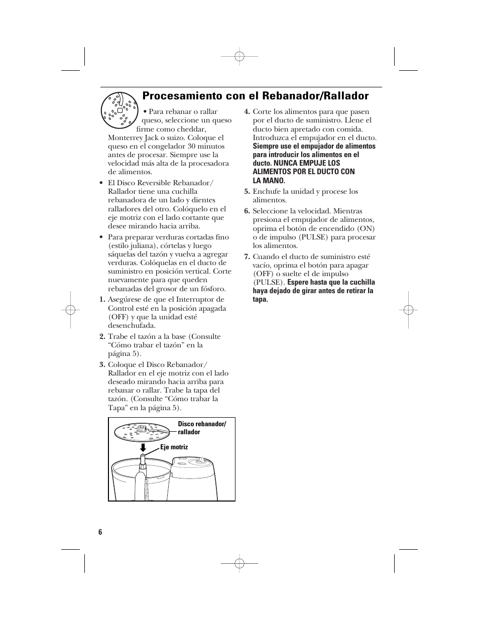 Procesamiento con el rebanador/rallador | GE 840074400 User Manual | Page 24 / 36