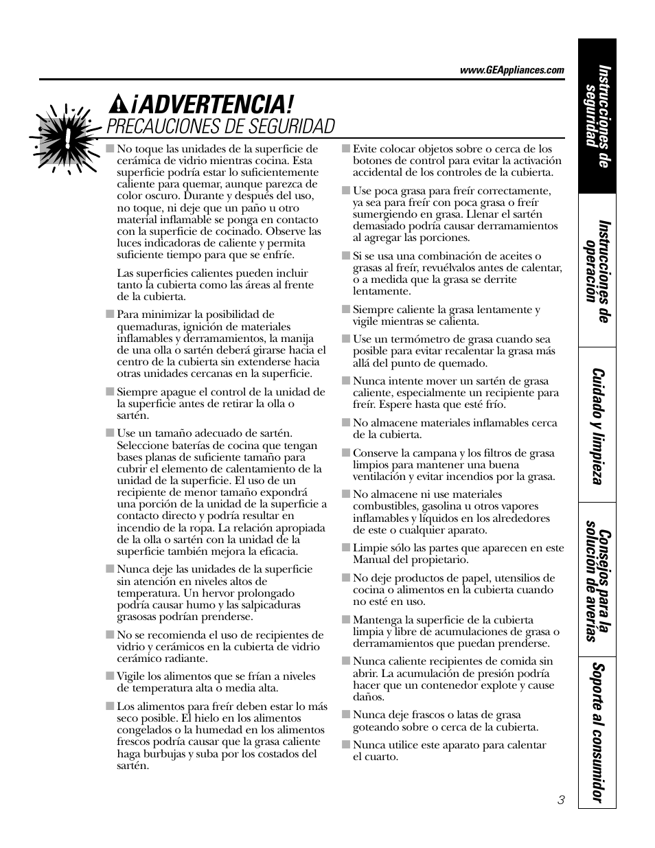 Advertencia, Precauciones de seguridad | GE Profile JP938 User Manual | Page 23 / 40