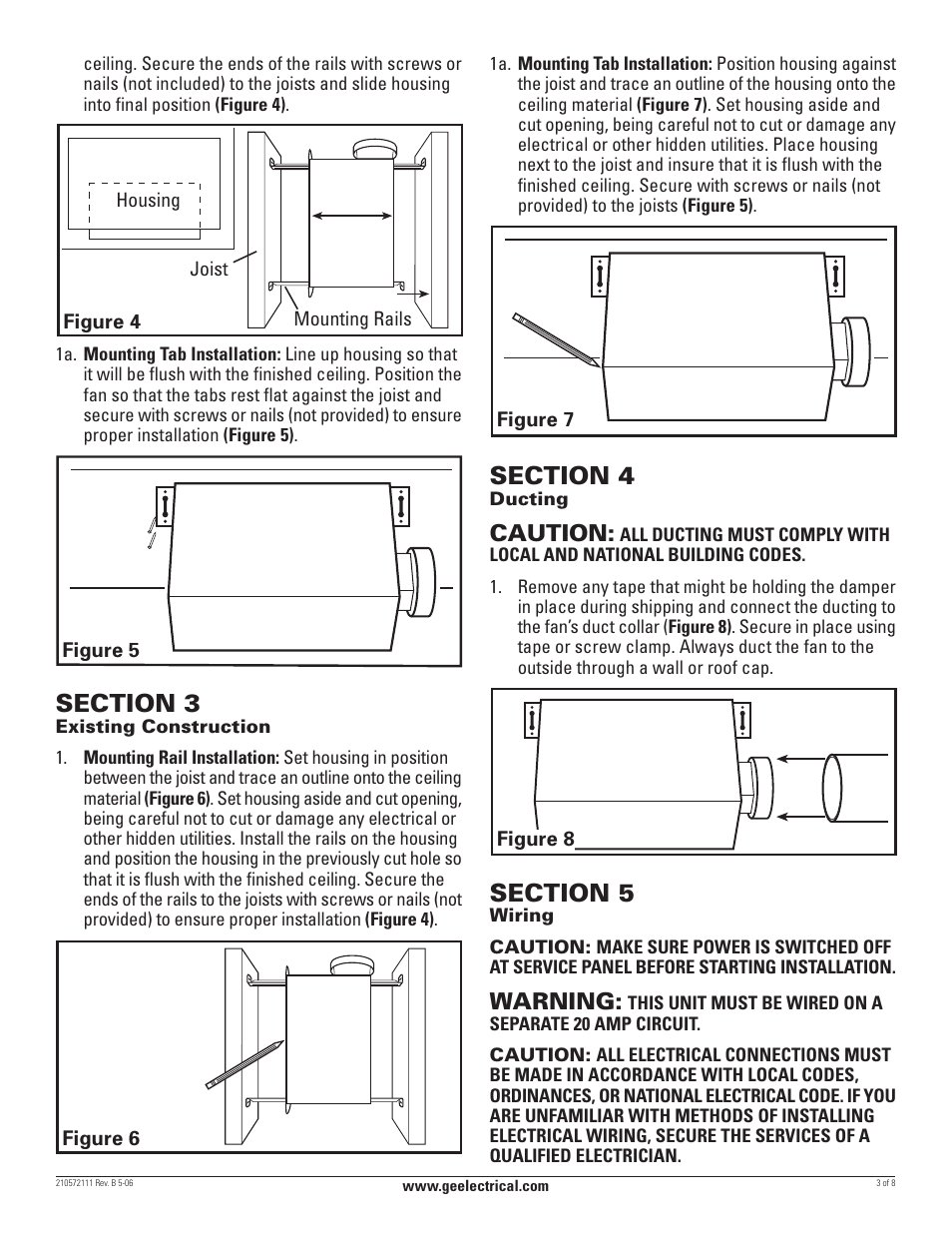 Caution, Warning | GE BFLH70L User Manual | Page 3 / 8