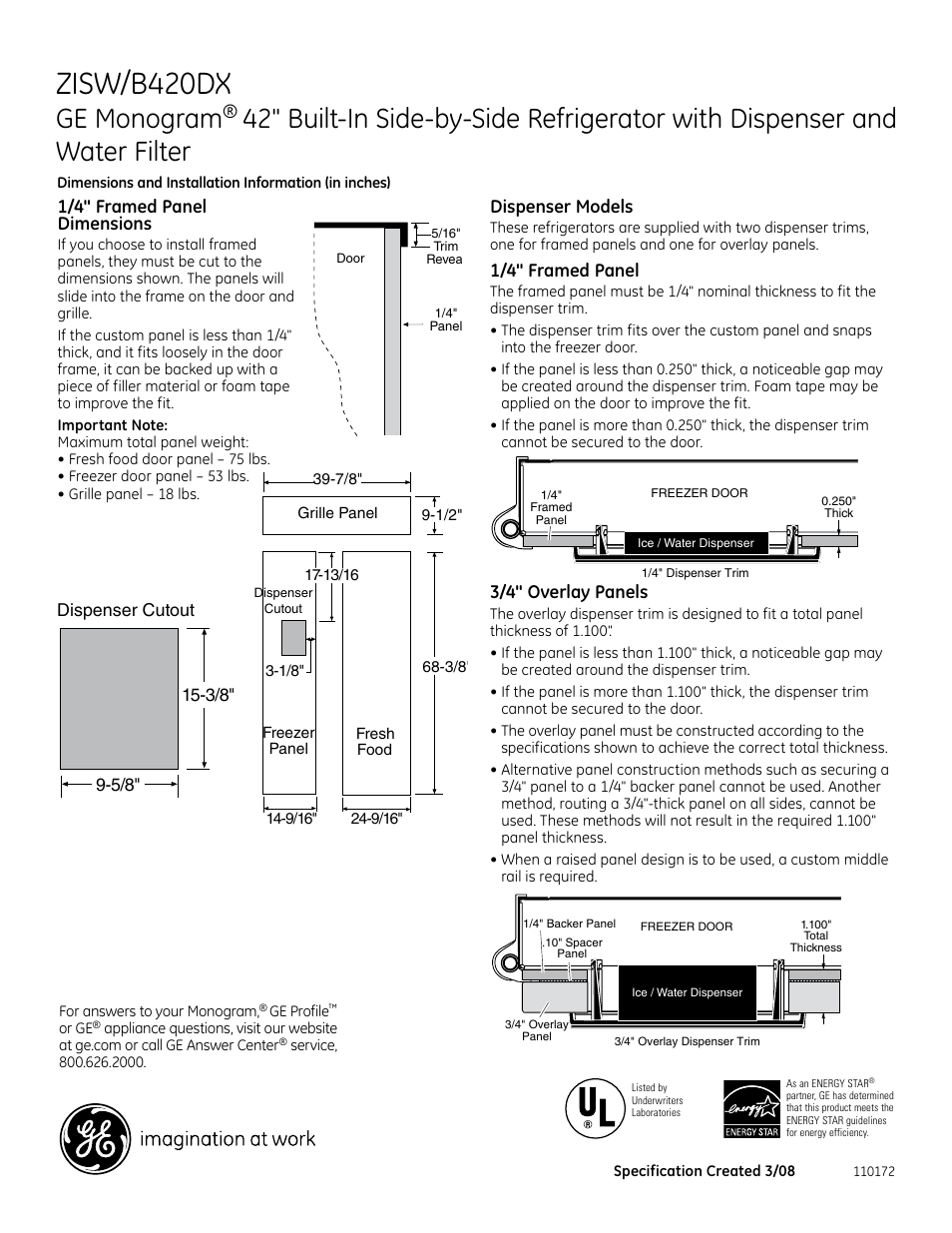 Zisw/b420dx, 696dia3, 696dia4 | Ge monogram | GE B420DX User Manual | Page 4 / 7