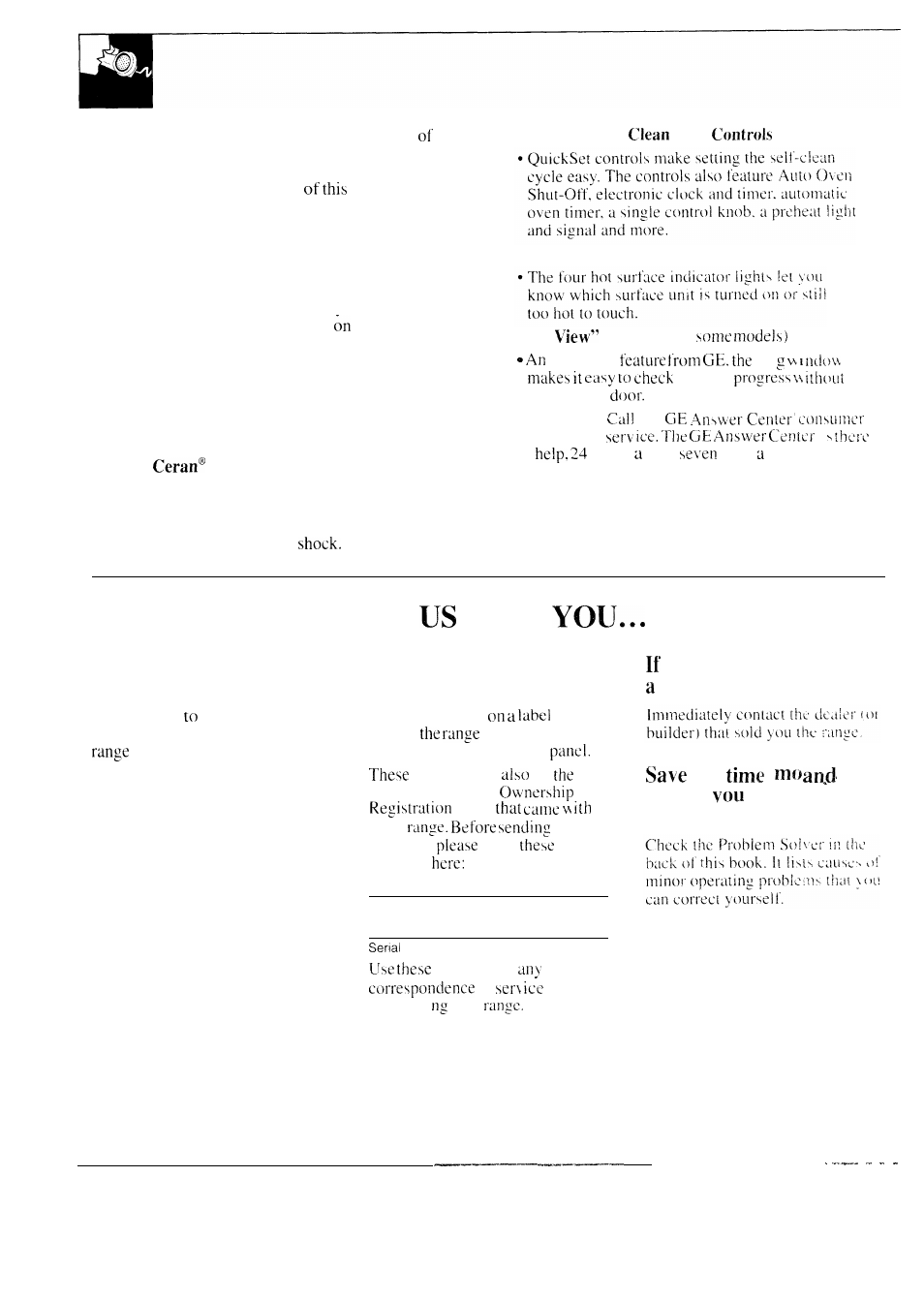 Appliance registration, Model and serial location, Help | Before using your range, read this book carefully, Write down the model and serial numbers, You received damaged range, Before request . service | GE 49-8549 User Manual | Page 2 / 40