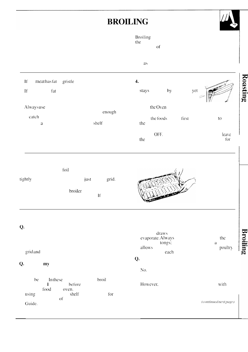 Broiling ,24, Use of aluminum foil, Questions and answers | GE 49-8549 User Manual | Page 23 / 40