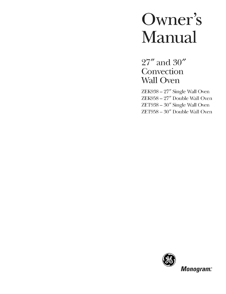 GE ZET958 User Manual | 48 pages