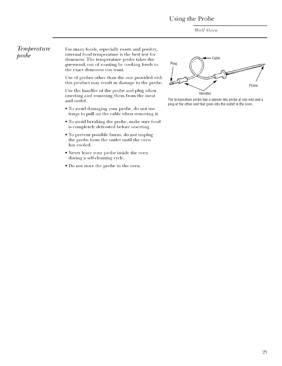 Using the probe | GE ZET958 User Manual | Page 23 / 48