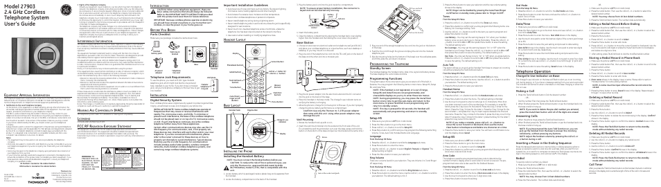 GE 27903 User Manual | 2 pages