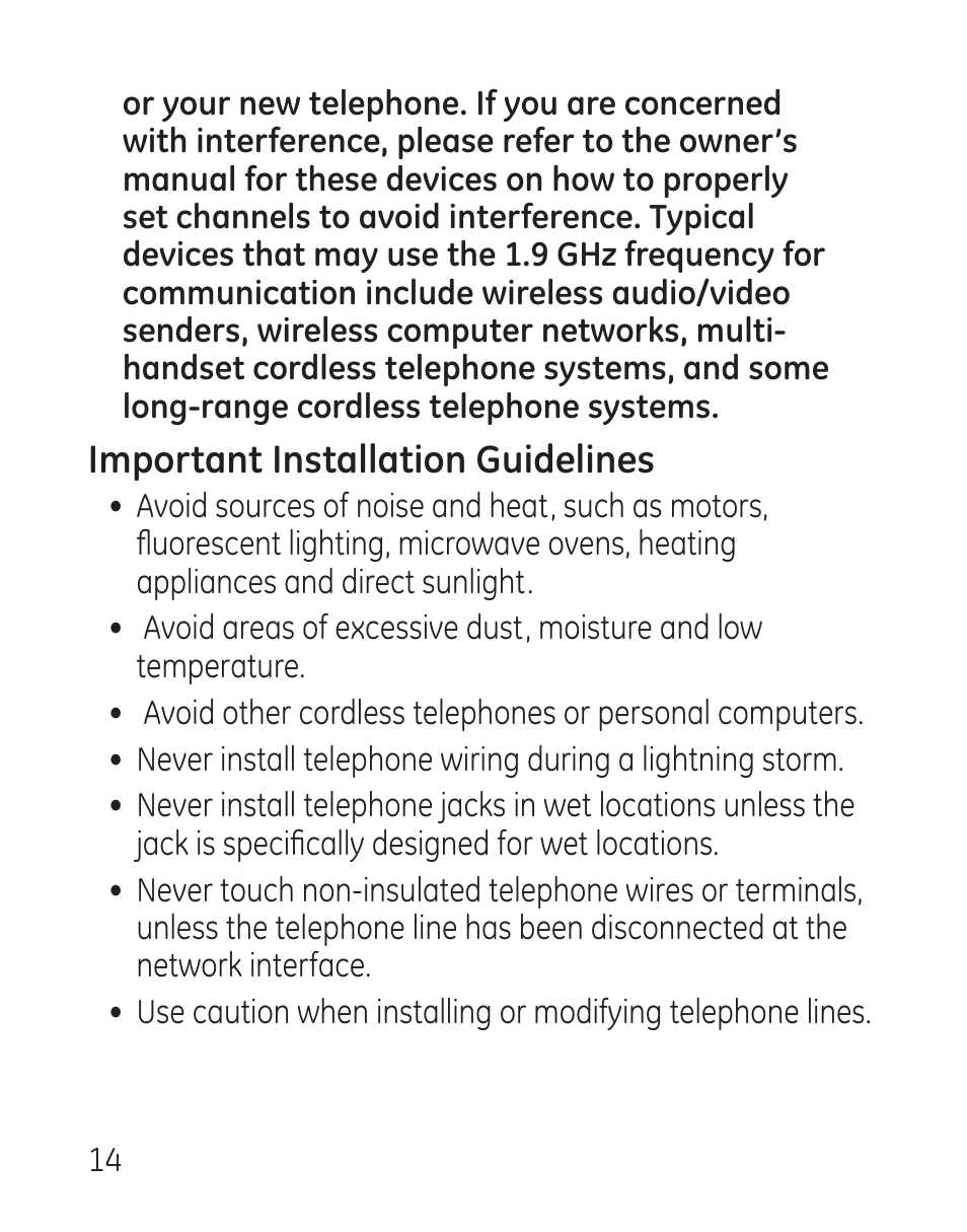 Important installation guidelines | GE 27907 Series User Manual | Page 14 / 94