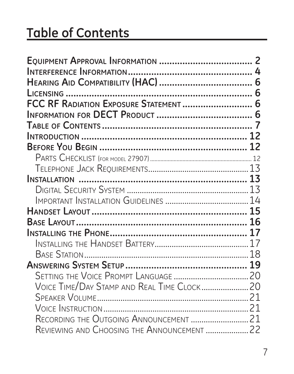 GE 27907 Series User Manual | Page 7 / 94