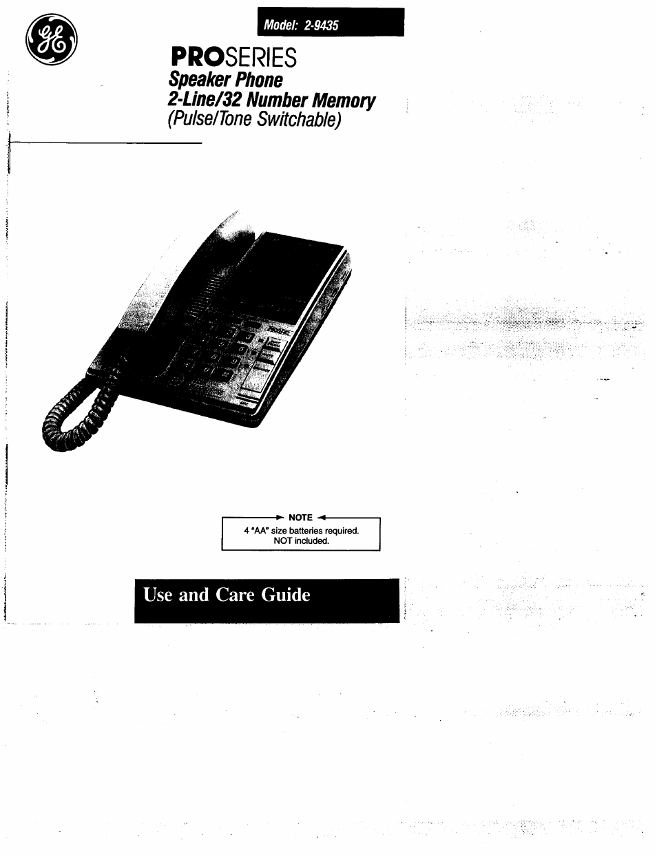 GE 2-9435 User Manual | 29 pages