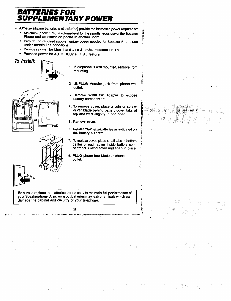 Batteries for supplementary power | GE 2-9435 User Manual | Page 21 / 29