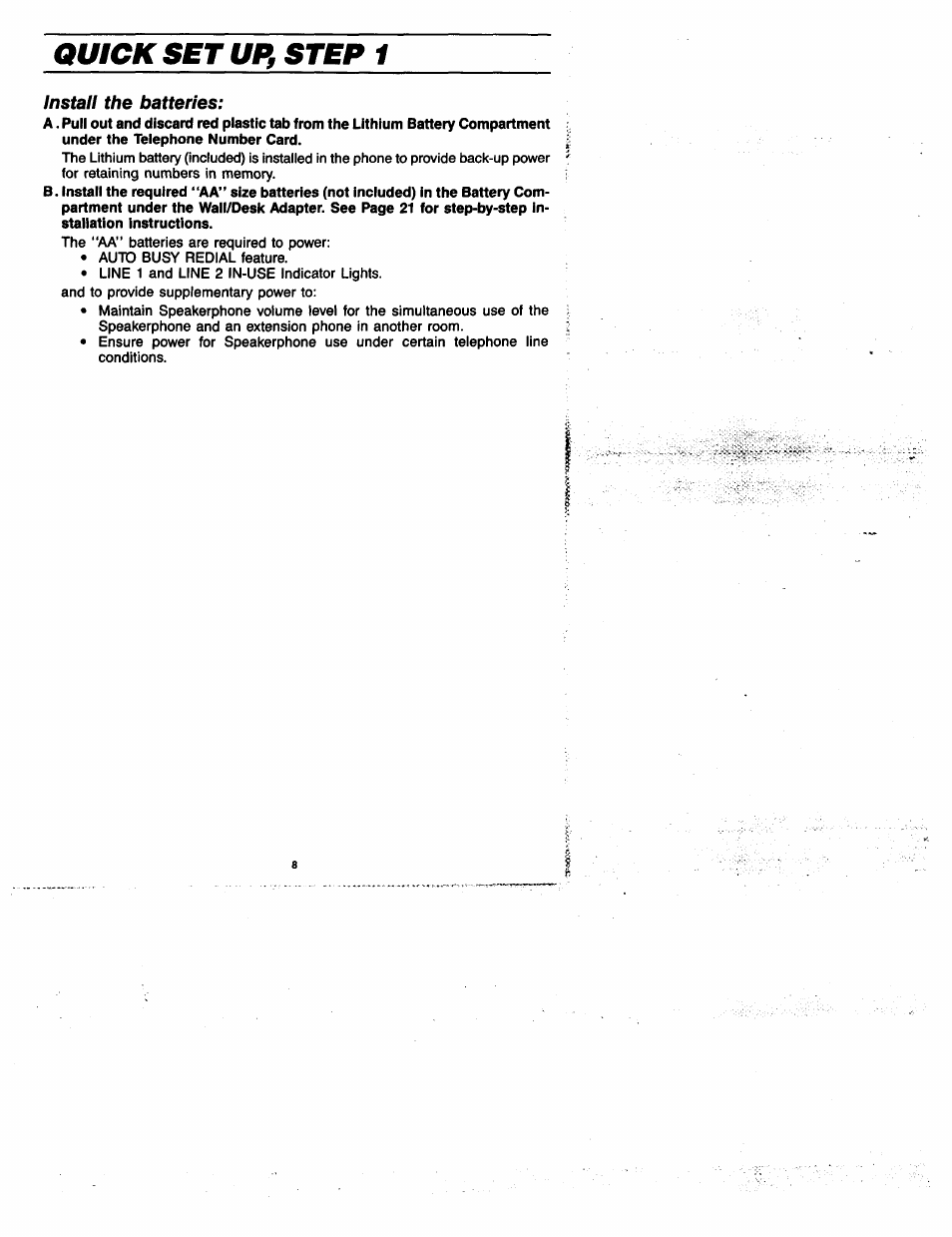 Quick set up, step 1, Install the batteries | GE 2-9435 User Manual | Page 7 / 29