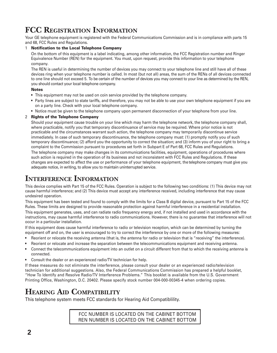 Fcc r | GE 2-9762 User Manual | Page 2 / 20