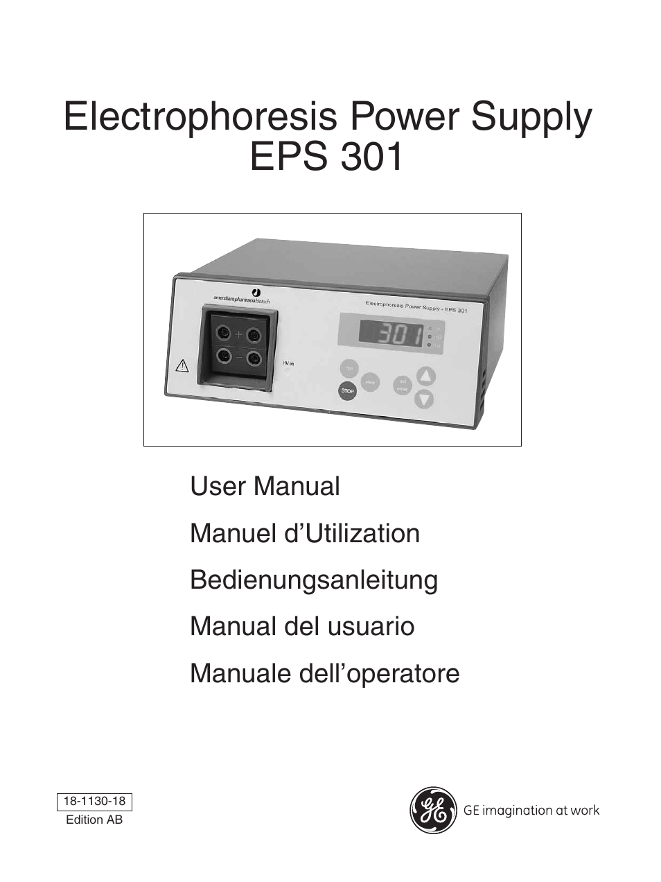 GE ELECTROPHORESIS EPS 301 User Manual | 38 pages