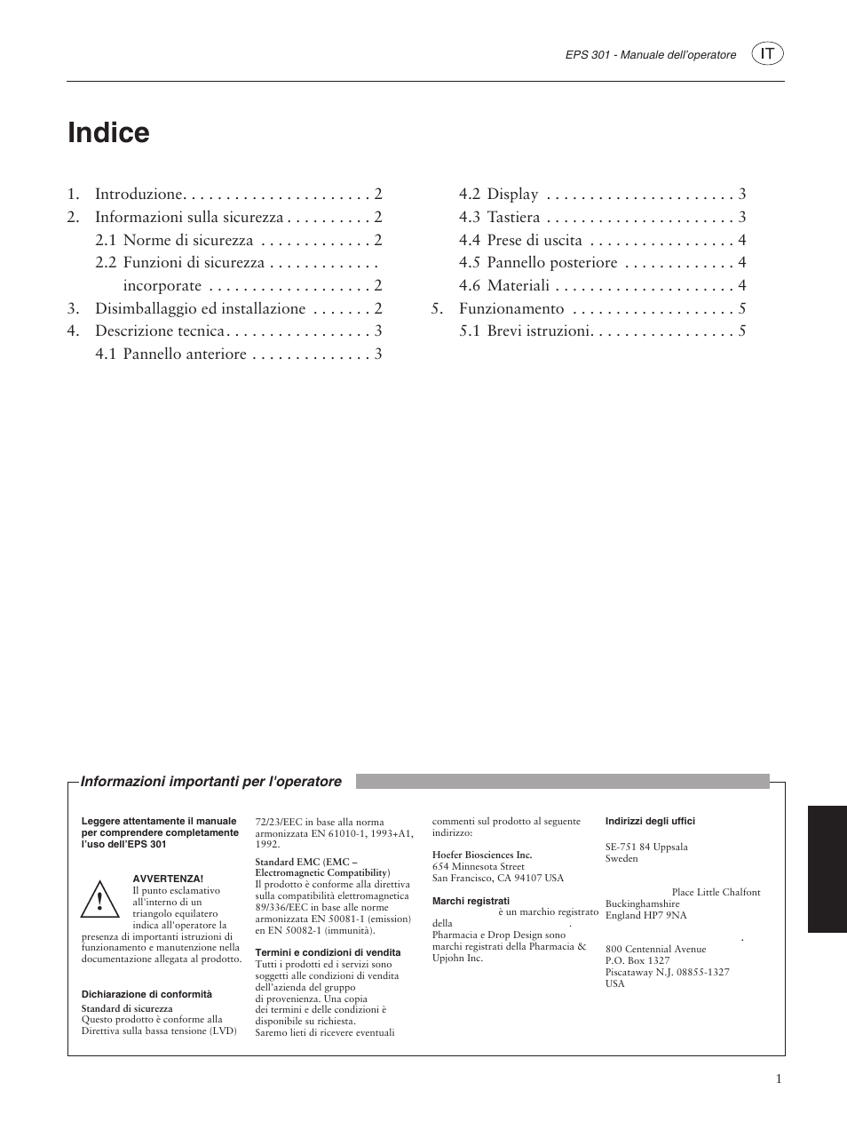 Indice | GE ELECTROPHORESIS EPS 301 User Manual | Page 31 / 38