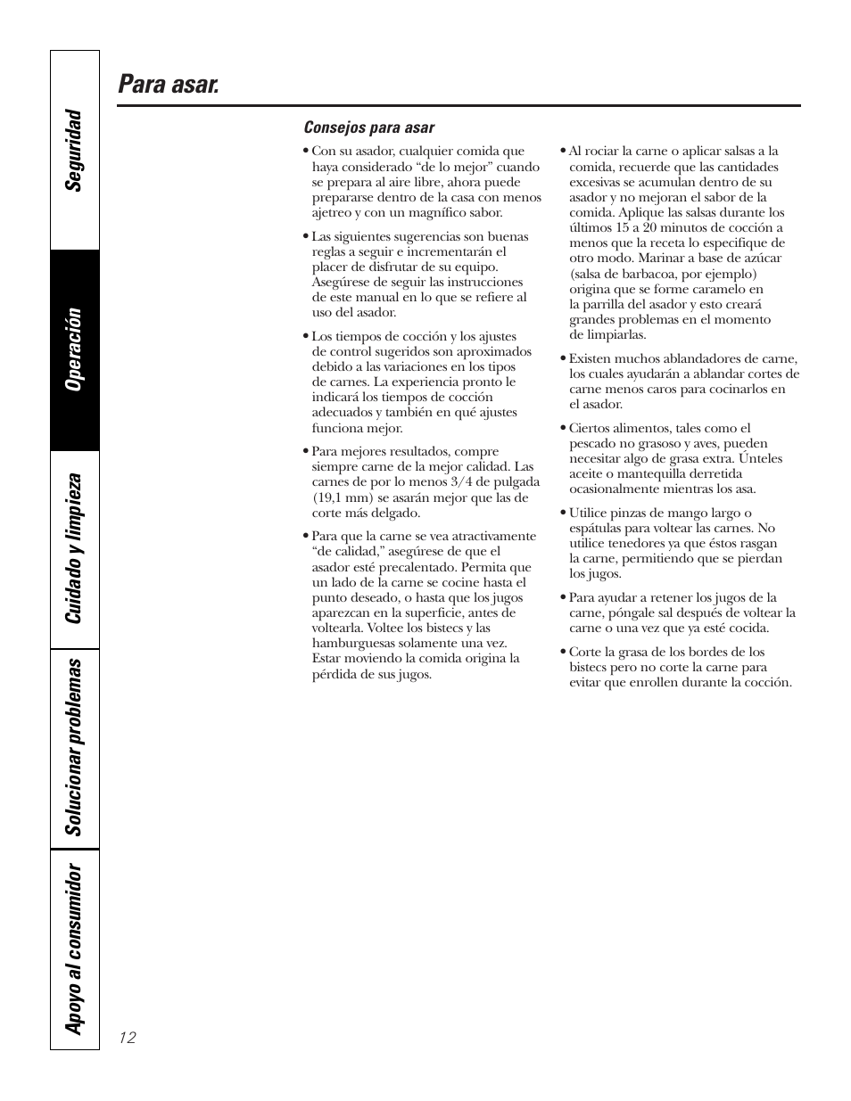 Para asar | GE JGP990 User Manual | Page 52 / 80