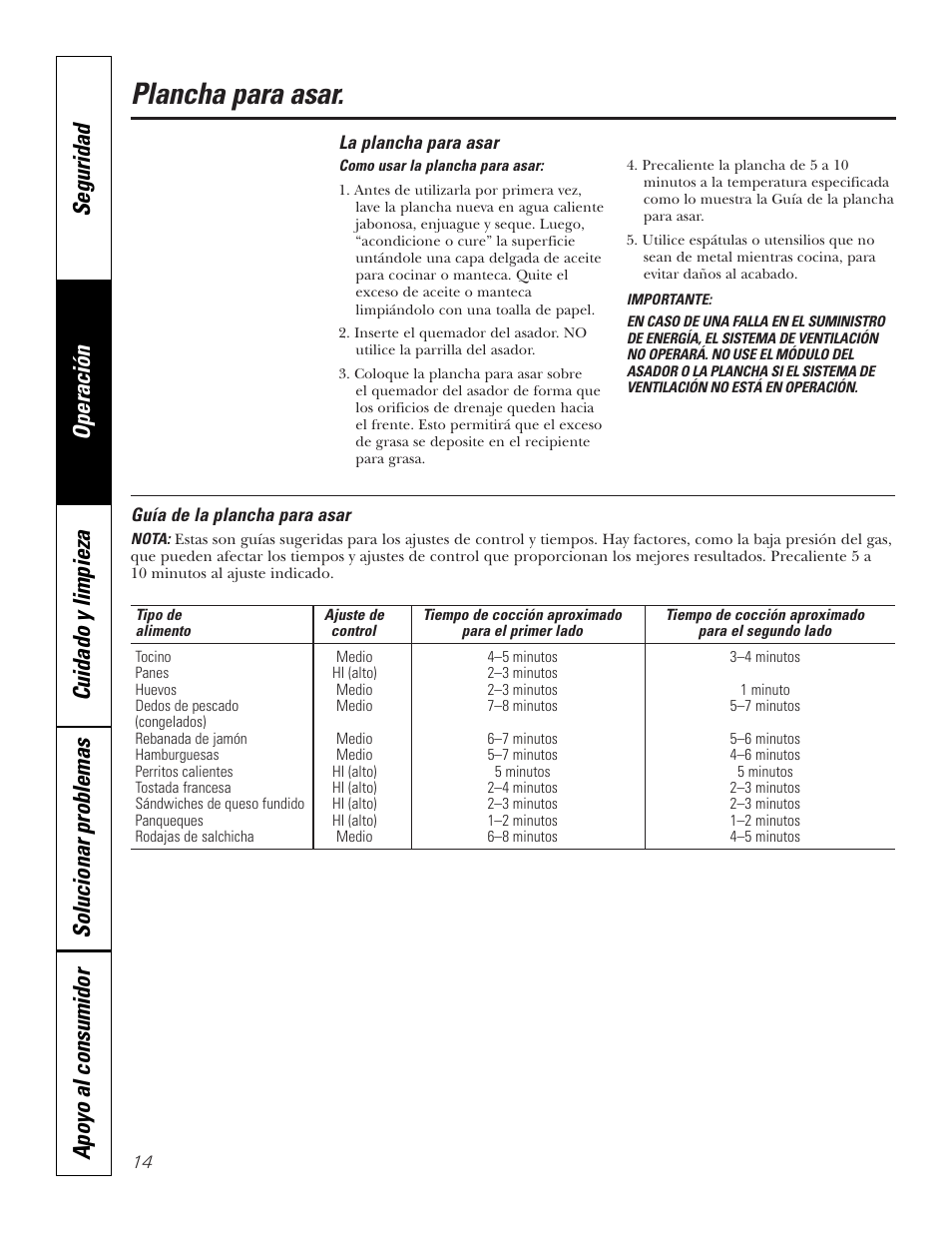 Plancha para asar | GE JGP990 User Manual | Page 54 / 80