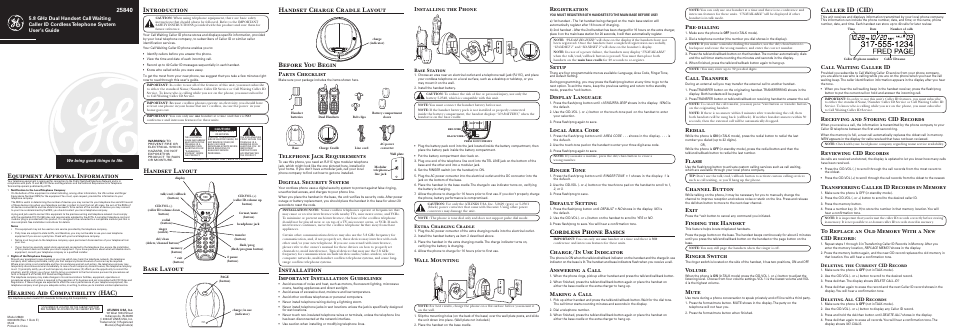 GE 25840 User Manual | 2 pages