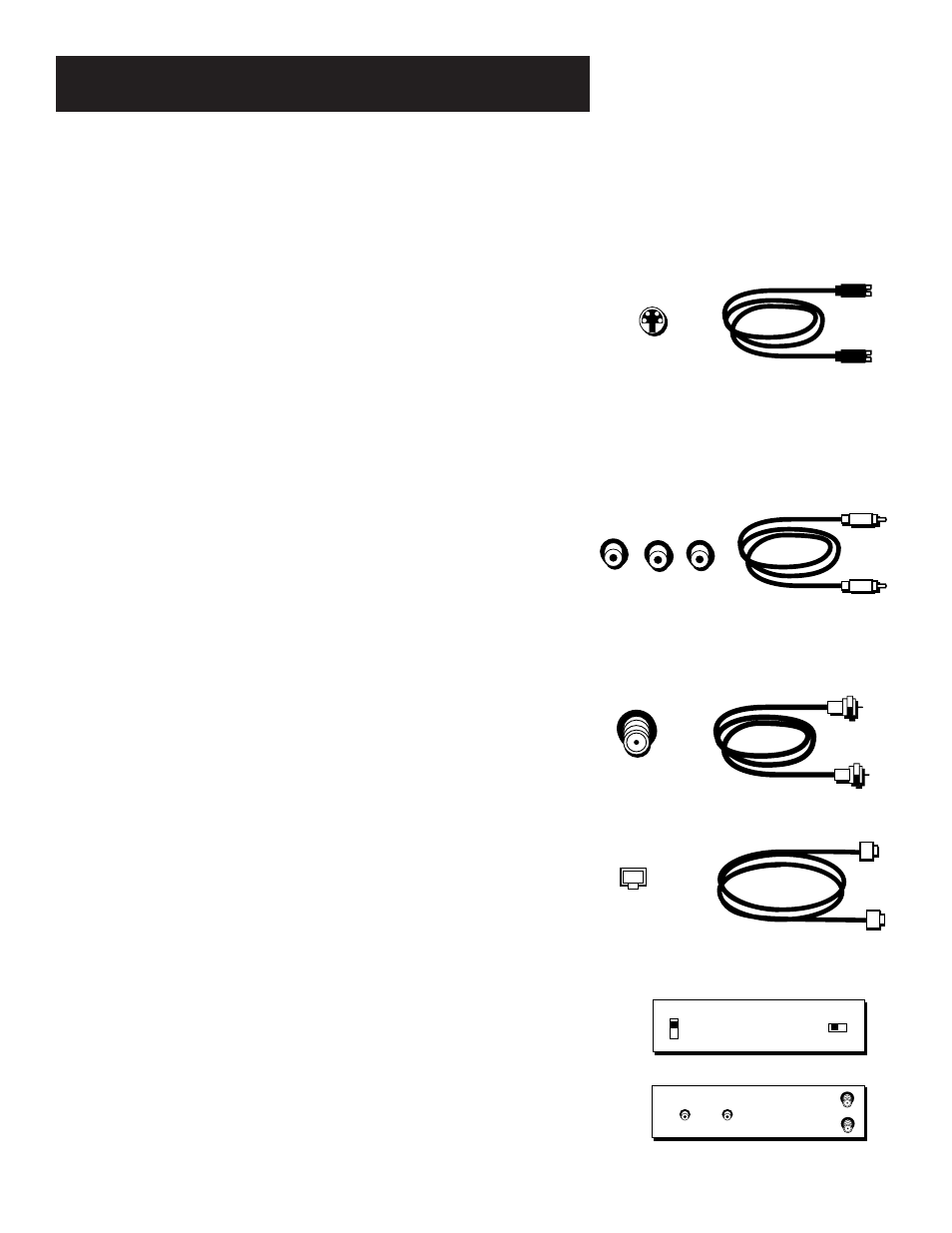 Jacks and cables, Connections, S-video jack and cable | Audio/video jacks and cables (rca-type), Rf jacks and coaxial cables (f-type), Rf modulator | GE GE1100P User Manual | Page 10 / 56