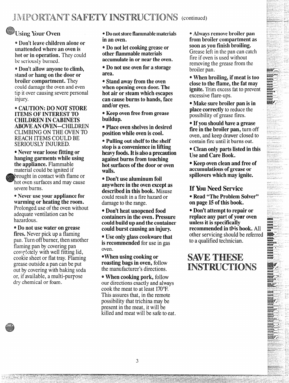 Iportant safety instructions (continued), Save these instructions | GE JGKC16GEH User Manual | Page 3 / 16