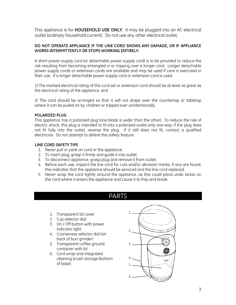 Parts | GE 681131691321 User Manual | Page 3 / 8