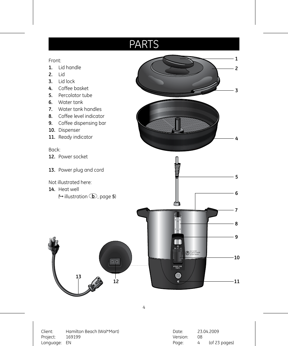 Parts | GE 169199 User Manual | Page 4 / 11