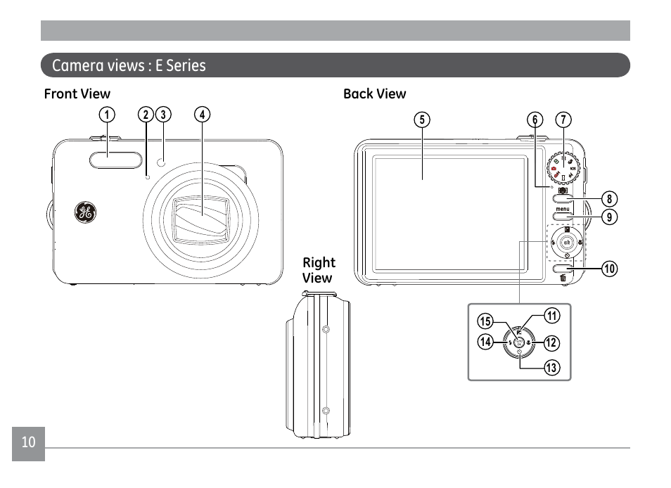 Camera views : e series | GE A1250 User Manual | Page 14 / 106