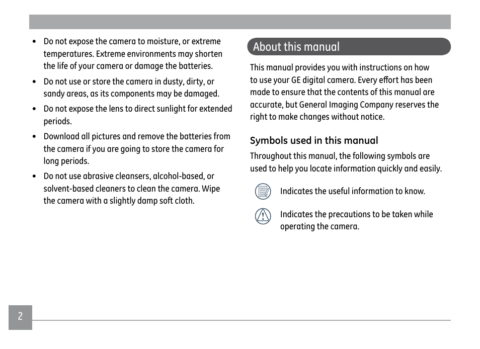 About this manual | GE A1250 User Manual | Page 6 / 106