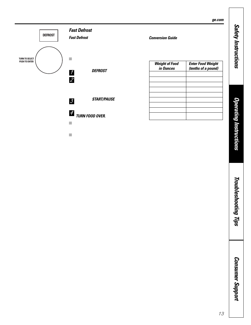 GE SPACEMAKER JVM1490 User Manual | Page 13 / 72