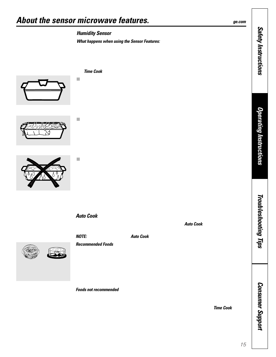 Sensor features, Sensor features –17, About the sensor microwave features | GE SPACEMAKER JVM1490 User Manual | Page 15 / 72