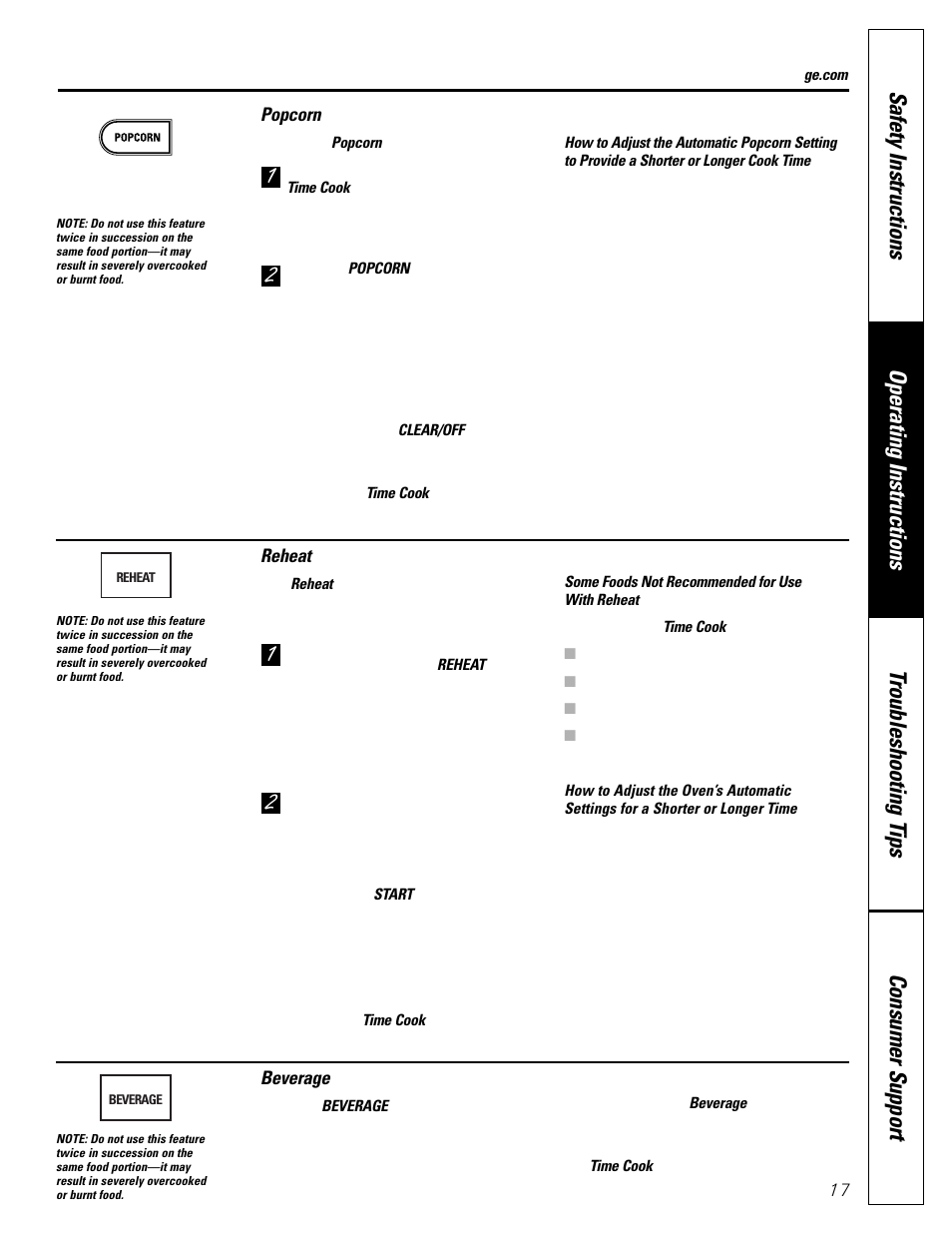 GE SPACEMAKER JVM1490 User Manual | Page 17 / 72