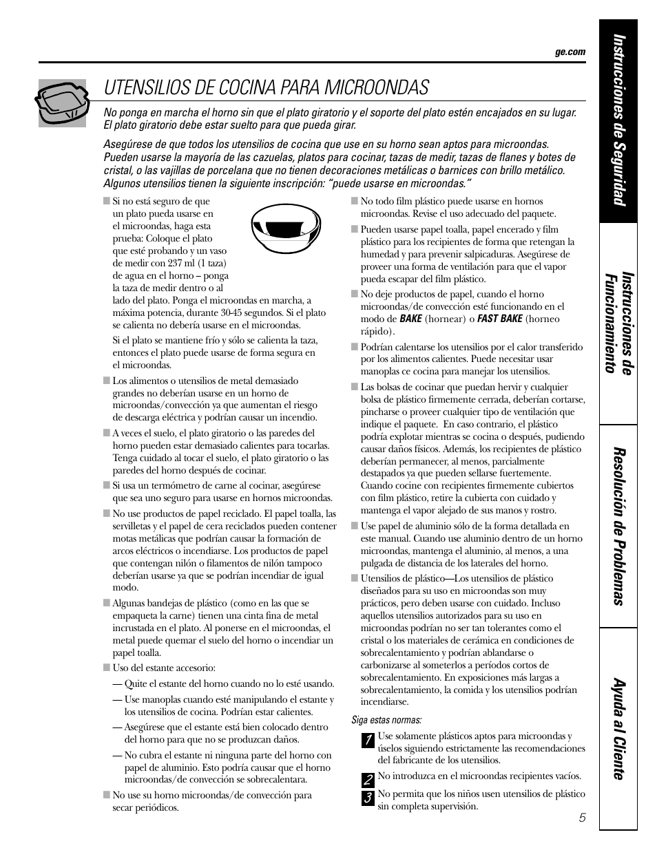 Utensilios de cocina para microondas | GE SPACEMAKER JVM1490 User Manual | Page 41 / 72