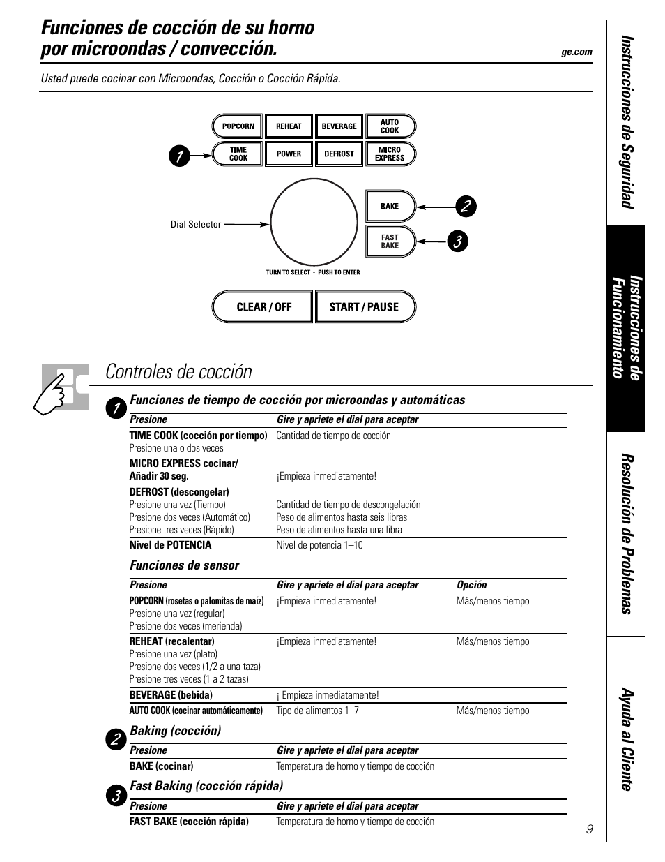 Funciones de tiempo y automático, Controles de cocción | GE SPACEMAKER JVM1490 User Manual | Page 45 / 72