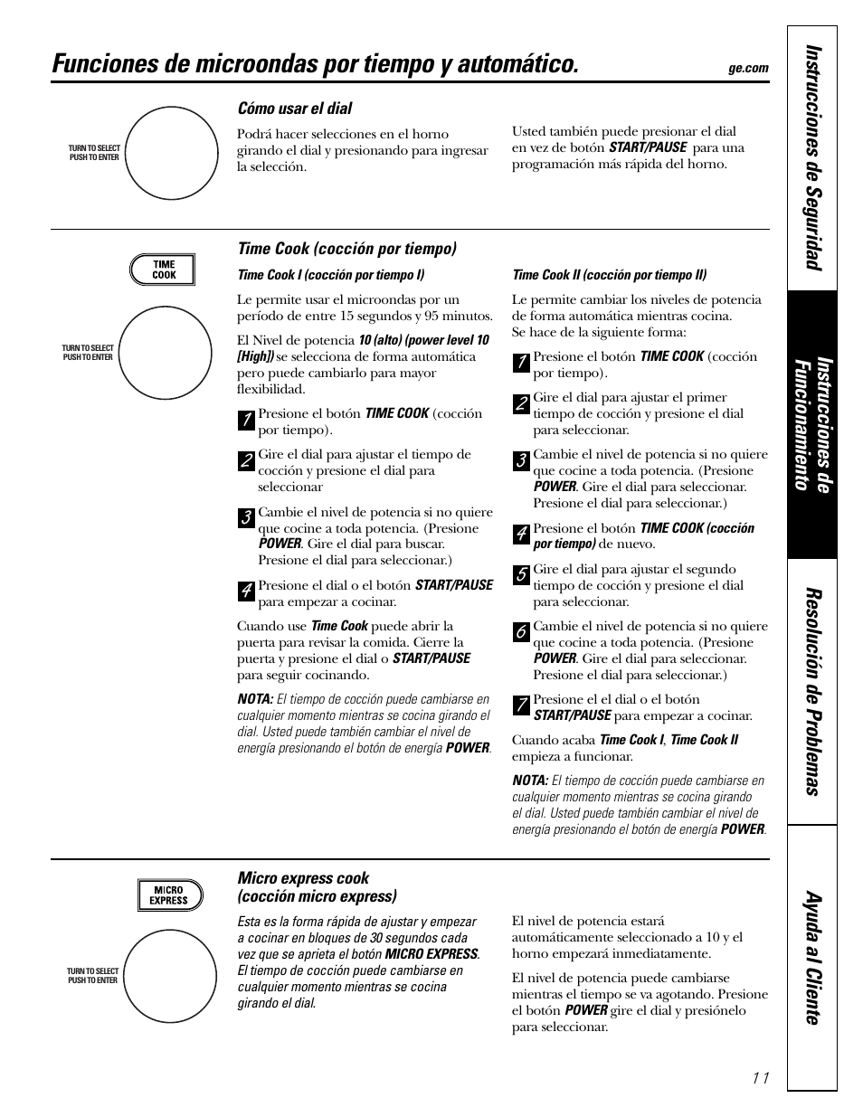 Funciones de microondas por tiempo y automático | GE SPACEMAKER JVM1490 User Manual | Page 47 / 72