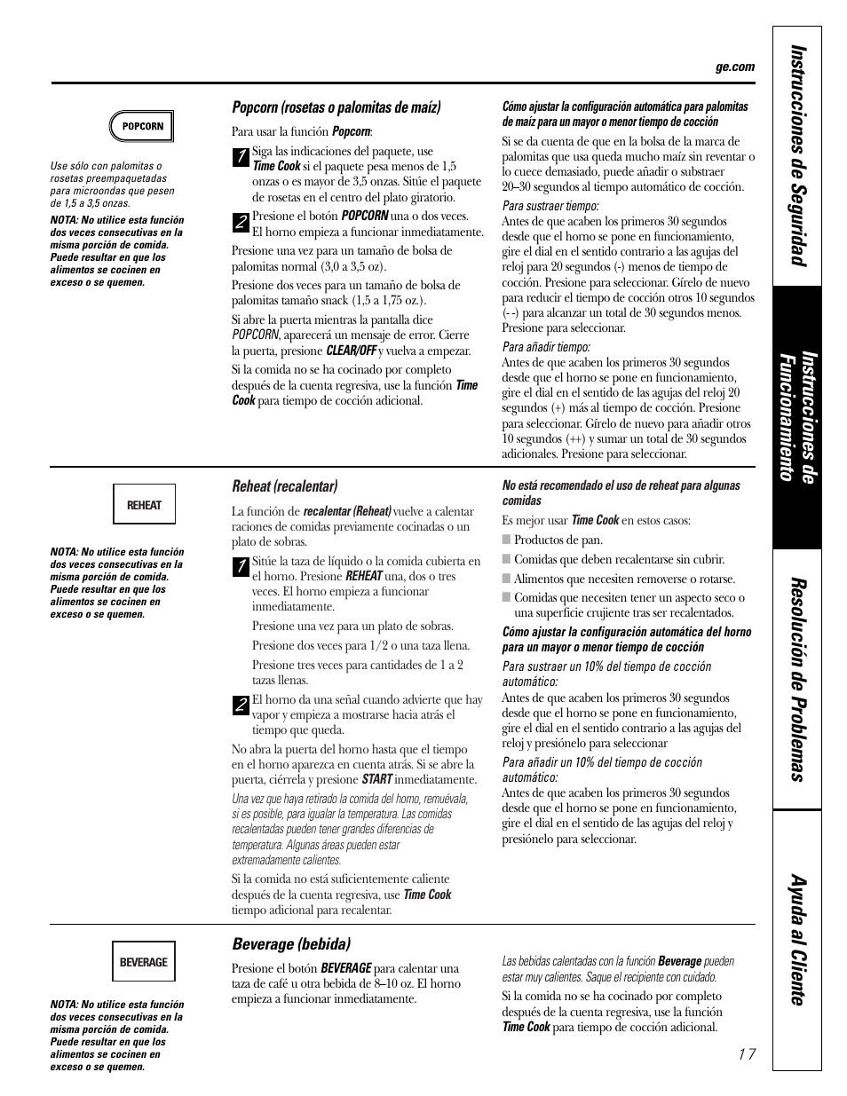 GE SPACEMAKER JVM1490 User Manual | Page 53 / 72