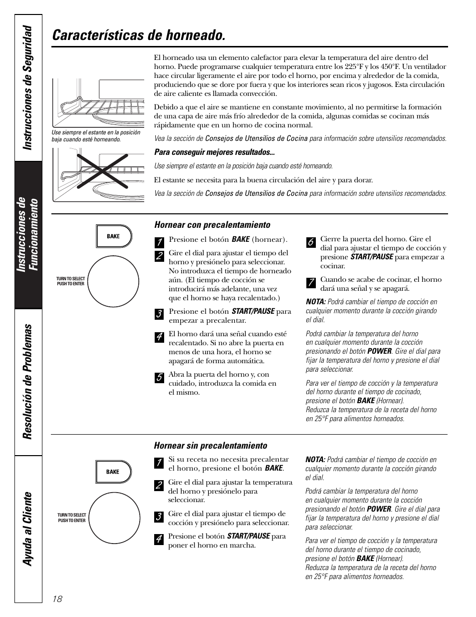 Características de horneado | GE SPACEMAKER JVM1490 User Manual | Page 54 / 72