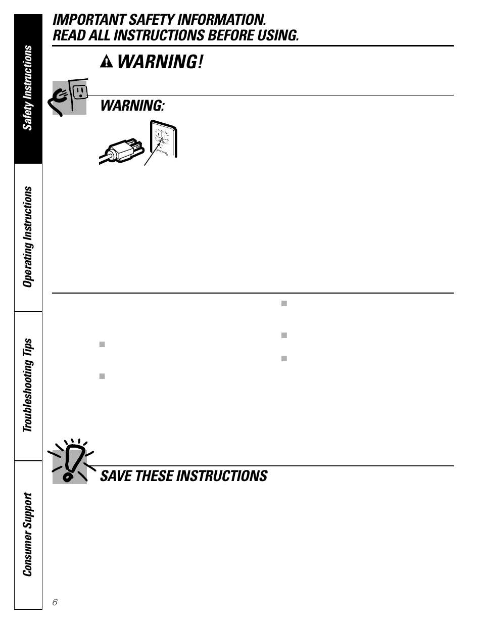 Warning, The vent fan | GE SPACEMAKER JVM1490 User Manual | Page 6 / 72