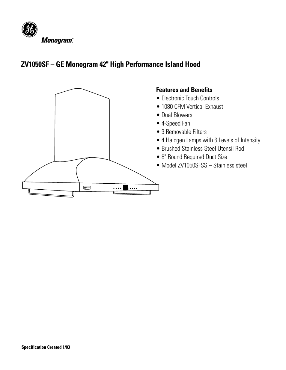 GE MONOGRAM ZV1050SF User Manual | Page 2 / 2