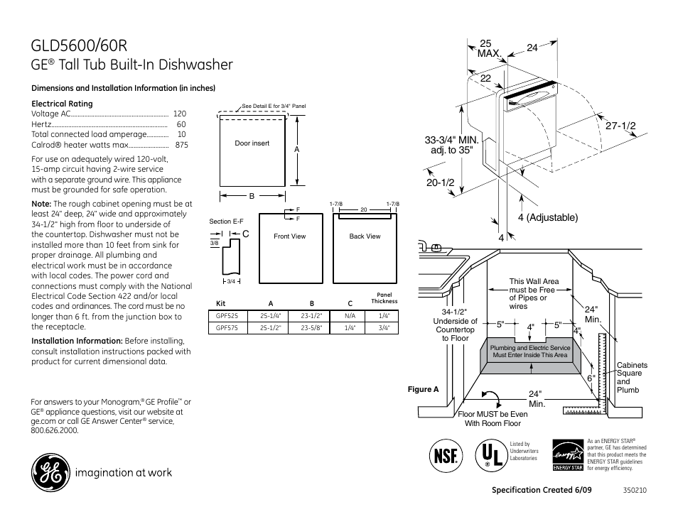 GE Profile GLD5600 User Manual | 2 pages