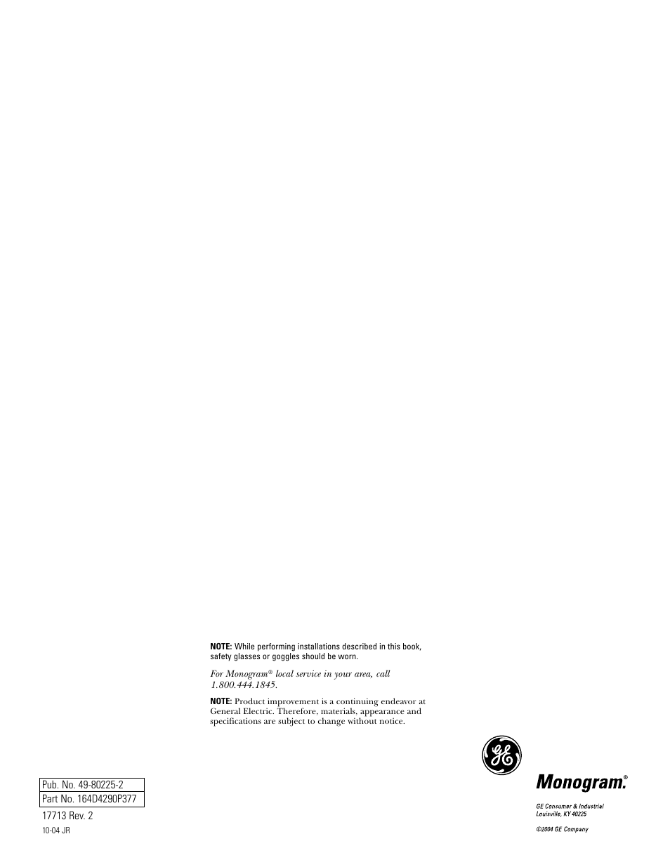 GE ZGU48L6R User Manual | Page 12 / 12