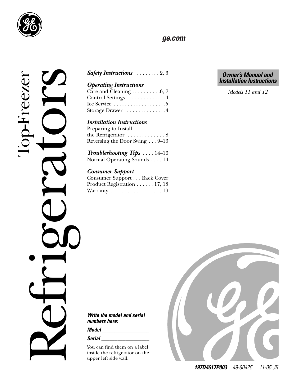 GE 11 User Manual | 20 pages