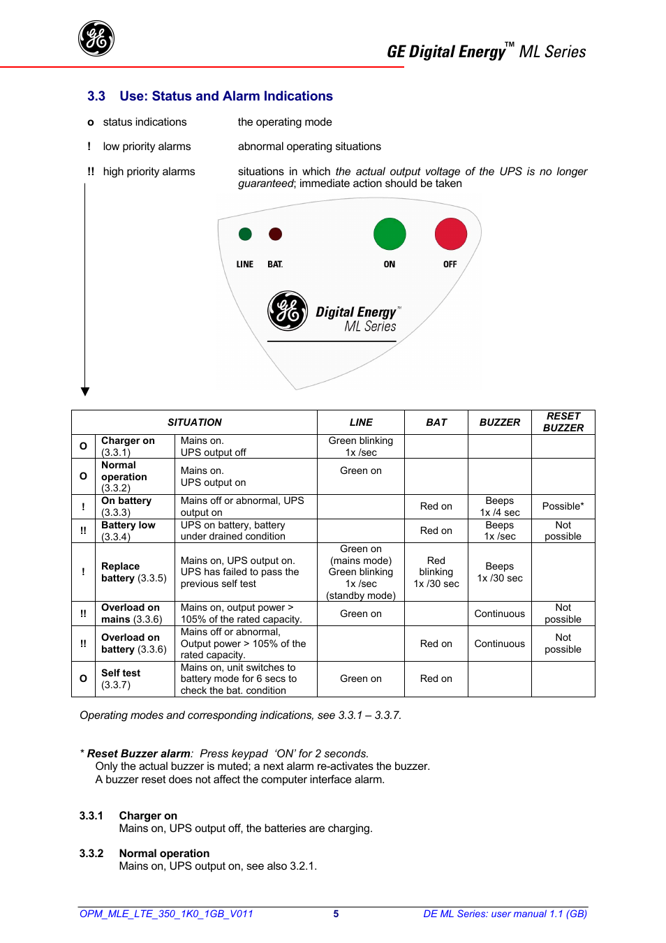 Ge digital energy, Ml series, 3 use: status and alarm indications | GE 500 User Manual | Page 6 / 10