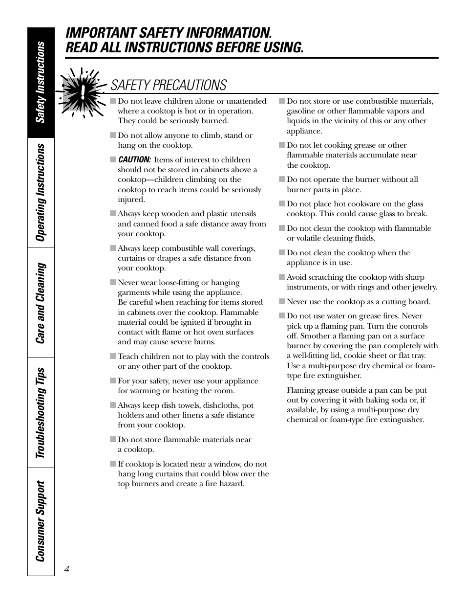 GE JGP637 User Manual | Page 4 / 68