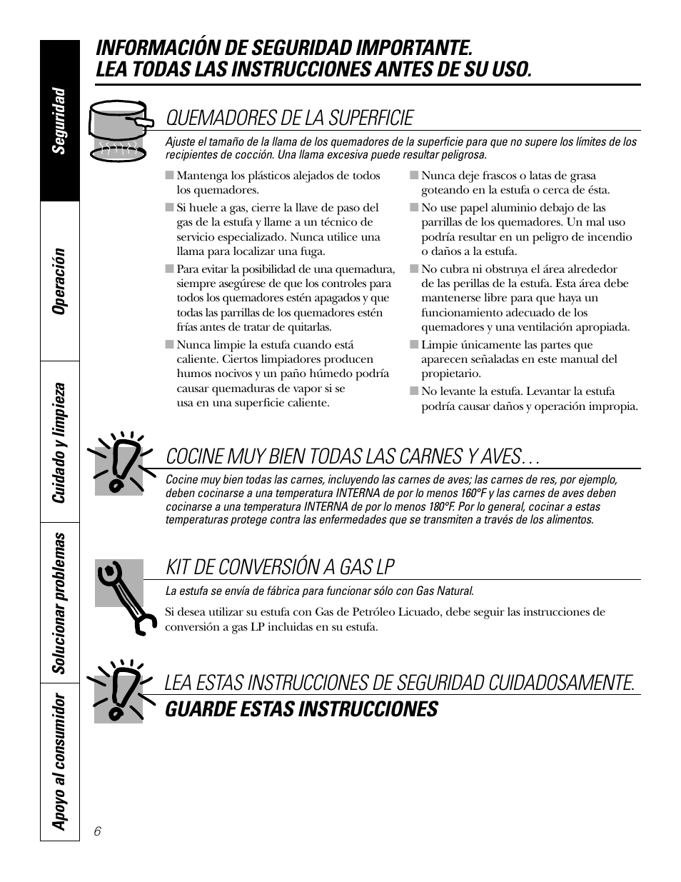 Quemadores de la superficie | GE JGP637 User Manual | Page 40 / 68