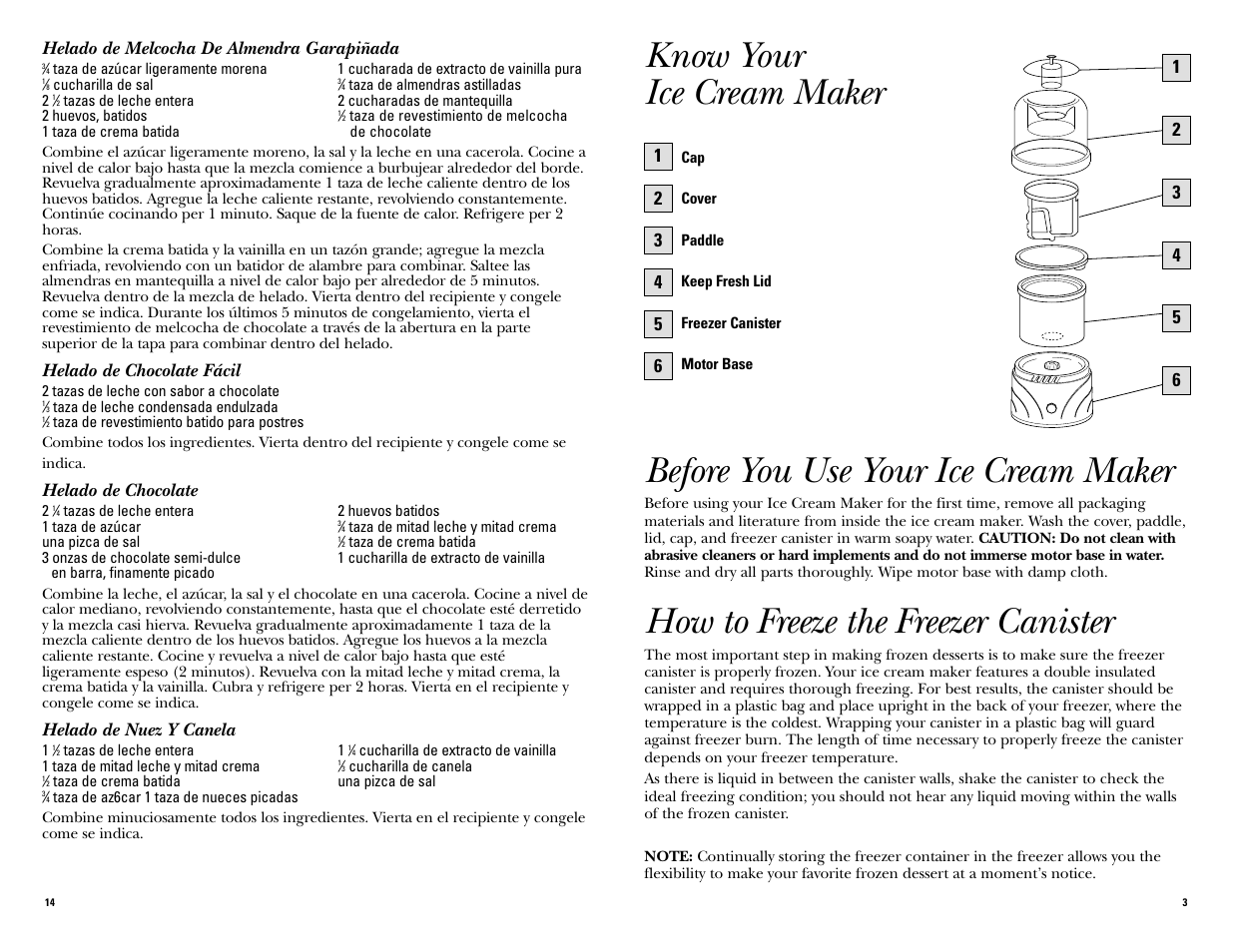 Before you use your ice cream maker, How to freeze the freezer canister, Know your ice cream maker | GE 681131067652 User Manual | Page 14 / 16