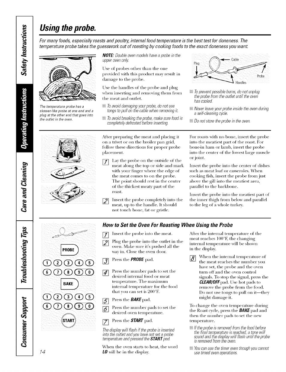 Cd cd cd cd ©©©chid, Using the probe | GE J7912-30" User Manual | Page 14 / 32