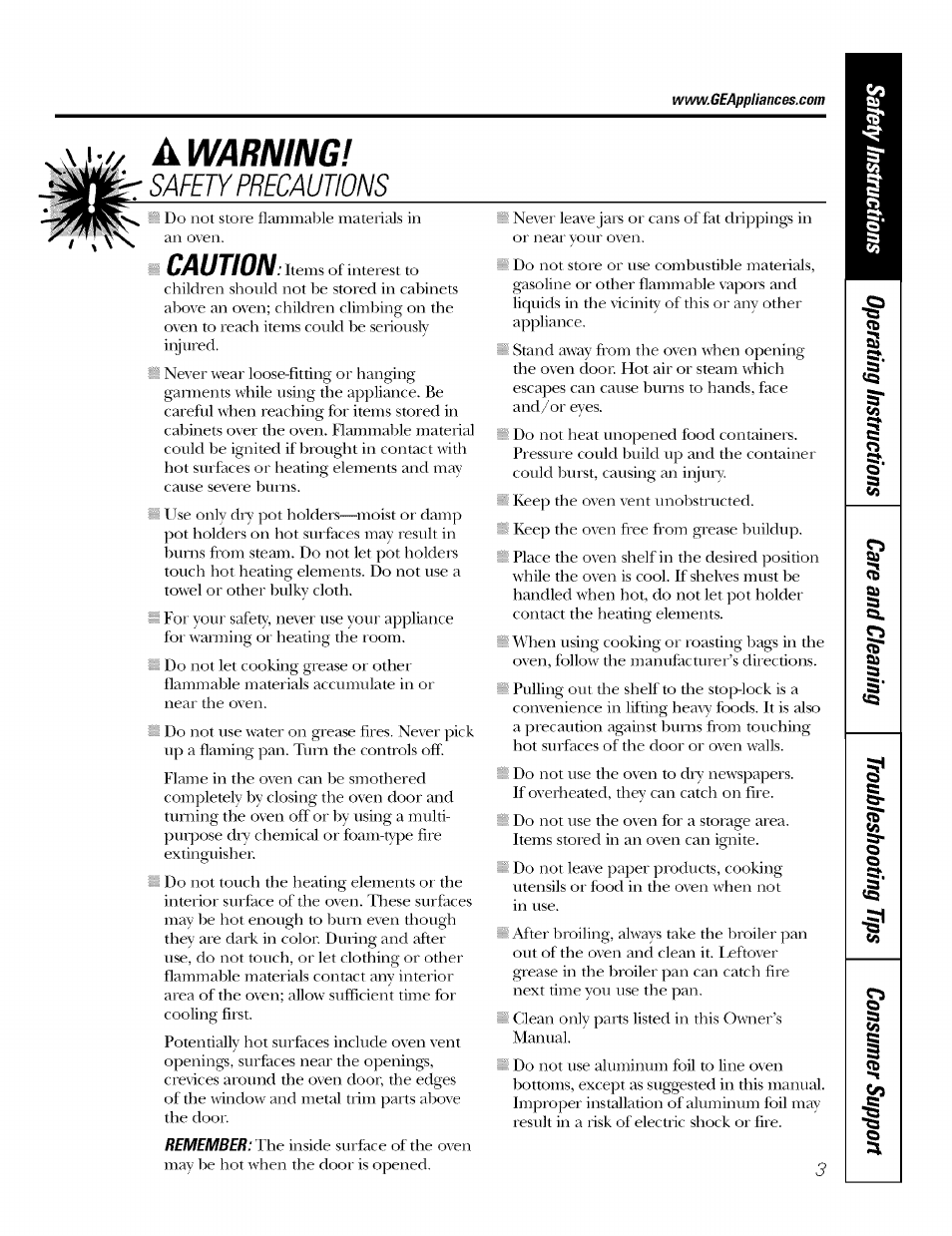 Awarning, Safety precautions | GE J7912-30" User Manual | Page 3 / 32
